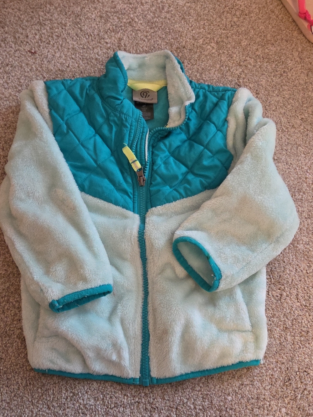 Champion Light Aqua Fleece Jacket with Teal Quilted Yoke